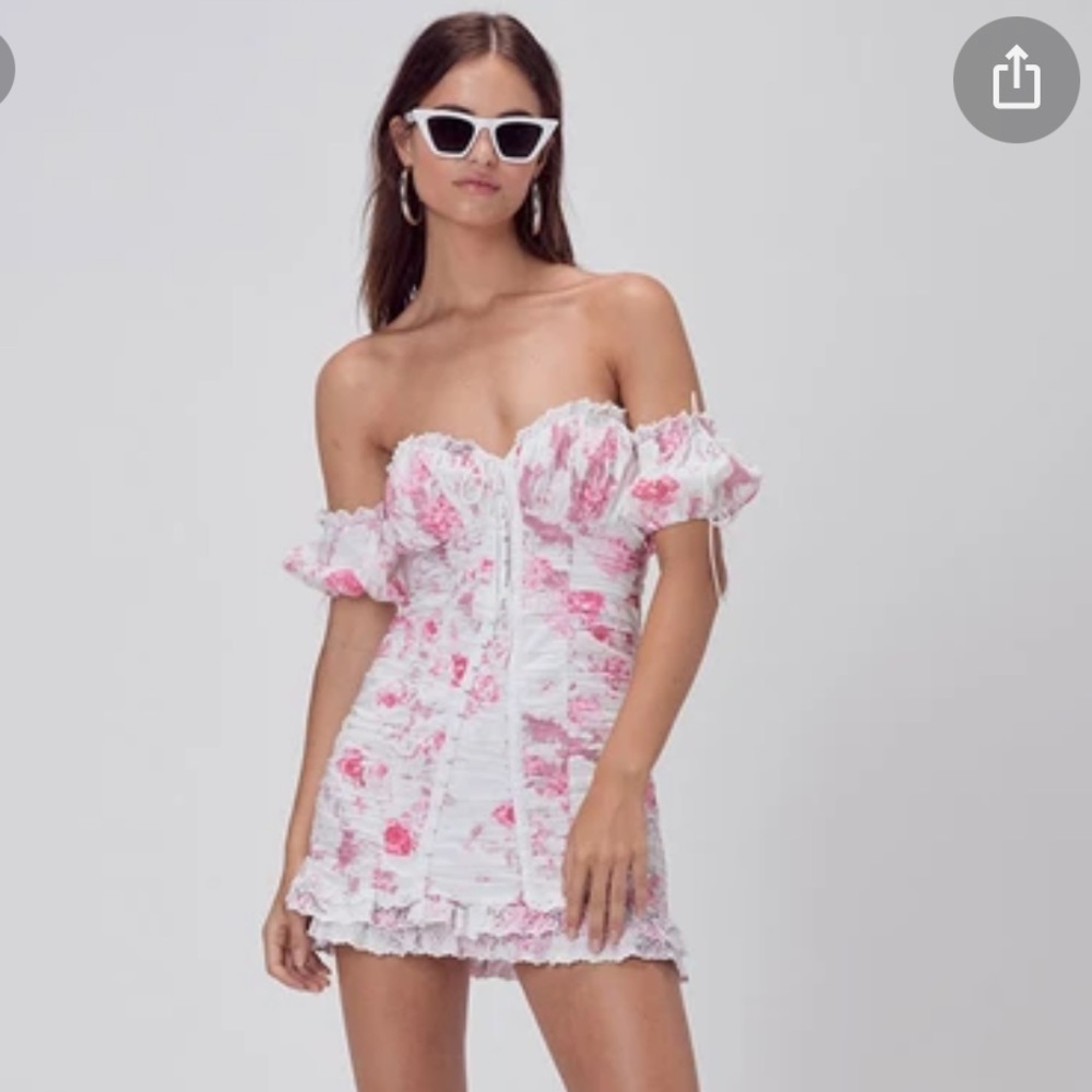 NWT For Love and Lemons Mills Ruched Mini Dress